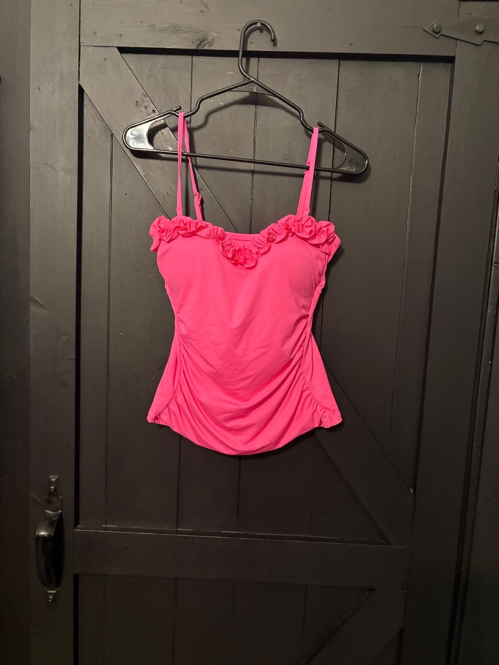 La Blanca Hot Pink Swim Top with Ruffle Trim